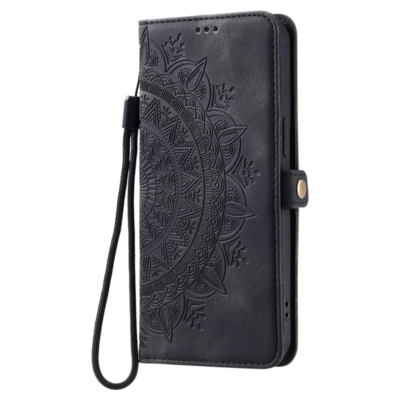 Style 016 For Xiaomi 15 Pro Case Skin Feel Totem Imprinted Wallet Leather Phone Cover - Black
