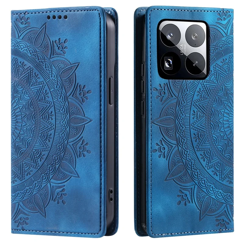 Style 010 För Xiaomi 15 Pro Skal Mandala Mönster Magnetisk Stängning Läderskydd - Blå