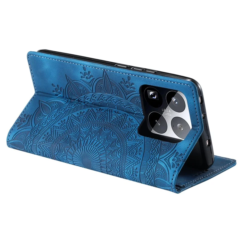 Style 010 För Xiaomi 15 Pro Skal Mandala Mönster Magnetisk Stängning Läderskydd - Blå