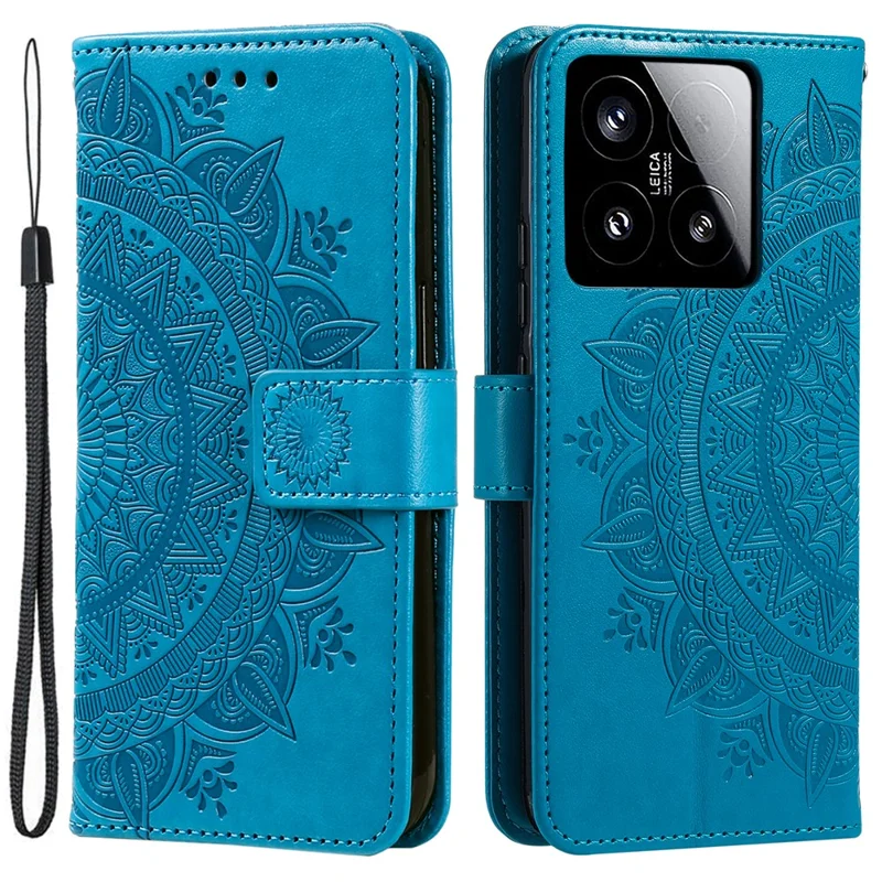 For Xiaomi 15 Case Imprinted Totem PU Leather Wallet Stand Phone Cover - Blue