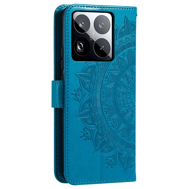 Capa para Xiaomi 15 Pro Totem em couro PU com suporte e carteira - Azul