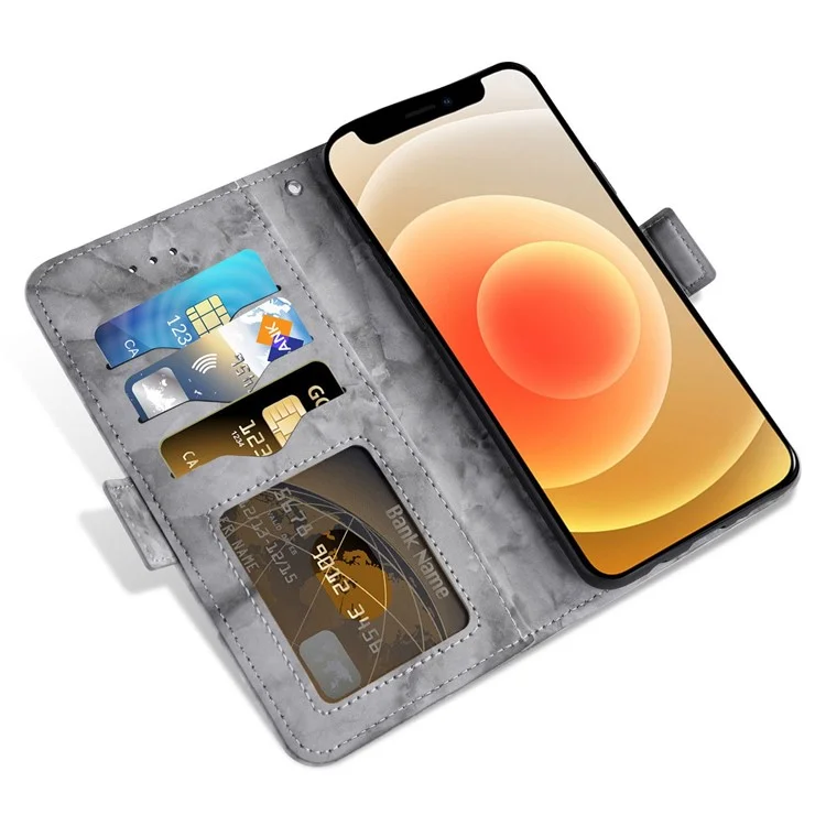 Per Iphone 12 Mini Mini da 5,4 Pollici di Marmo in Marmo Doppio Magnetico Chiusura Per Pis Ceralpa - Grigio
