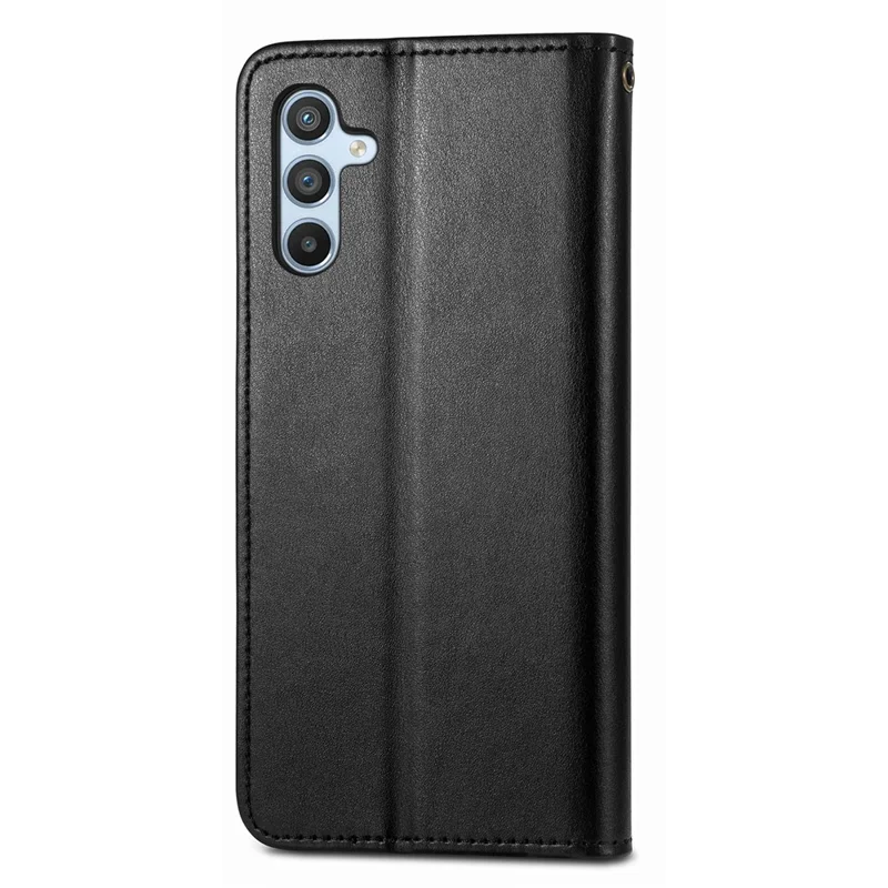 For Samsung Galaxy A36 5G Case Leather Phone Case Wallet Stand Cover with Wrist Strap - Black
