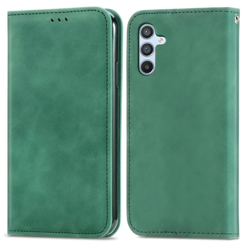For Samsung Galaxy A36 5G Case Skin Touch Feeling Leather Card Holder Phone Cover Magnetic Absorption - Green