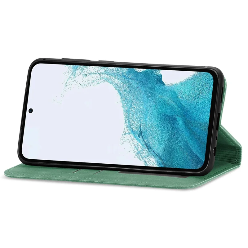 For Samsung Galaxy A36 5G Case Skin Touch Feeling Leather Card Holder Phone Cover Magnetic Absorption - Green