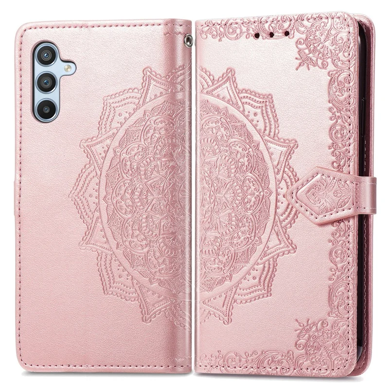 For Samsung Galaxy A36 5G Wallet Case Mandala Flower Leather Phone Cover Stand View - Rose Gold