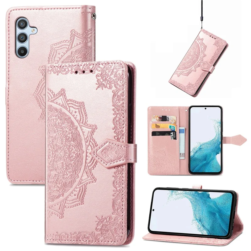 For Samsung Galaxy A36 5G Wallet Case Mandala Flower Leather Phone Cover Stand View - Rose Gold