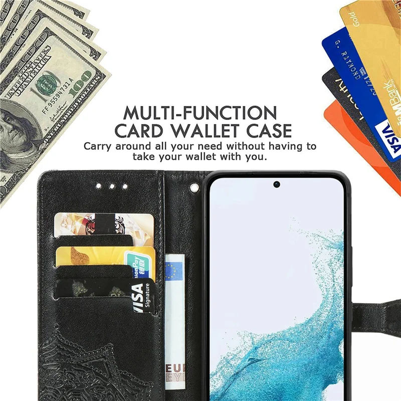 For Samsung Galaxy A36 5G Wallet Case Mandala Flower Leather Phone Cover Stand View - Black