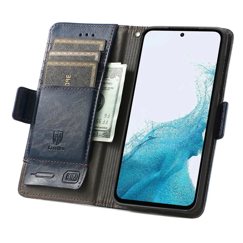 CASENEO etui na telefon Samsung Galaxy A36 5G, pokrowiec ze sztucznej skóry PU z funkcją uchwytu i portfela z zabezpieczeniem przed kopiowaniem RFID - ciemnoniebieski