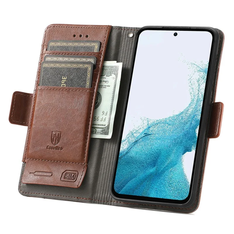 CASENEO For Samsung Galaxy A36 5G Phone Cases PU Leather Cover Stand with RFID Blocking Wallet - Dark Brown