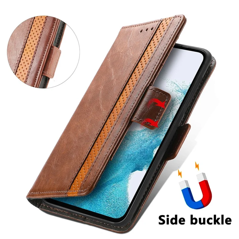 CASENEO For Samsung Galaxy A36 5G Phone Cases PU Leather Cover Stand with RFID Blocking Wallet - Dark Brown
