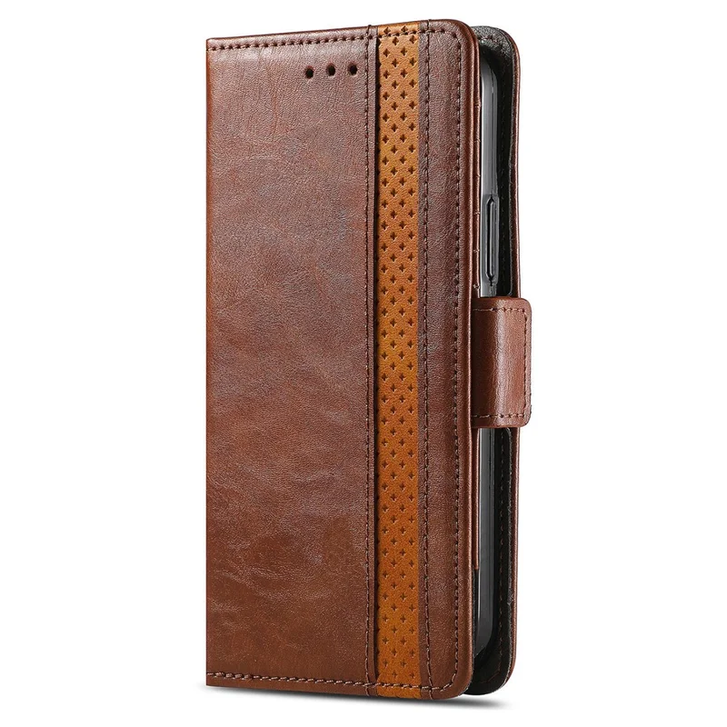 CASENEO For Samsung Galaxy A36 5G Phone Cases PU Leather Cover Stand with RFID Blocking Wallet - Dark Brown