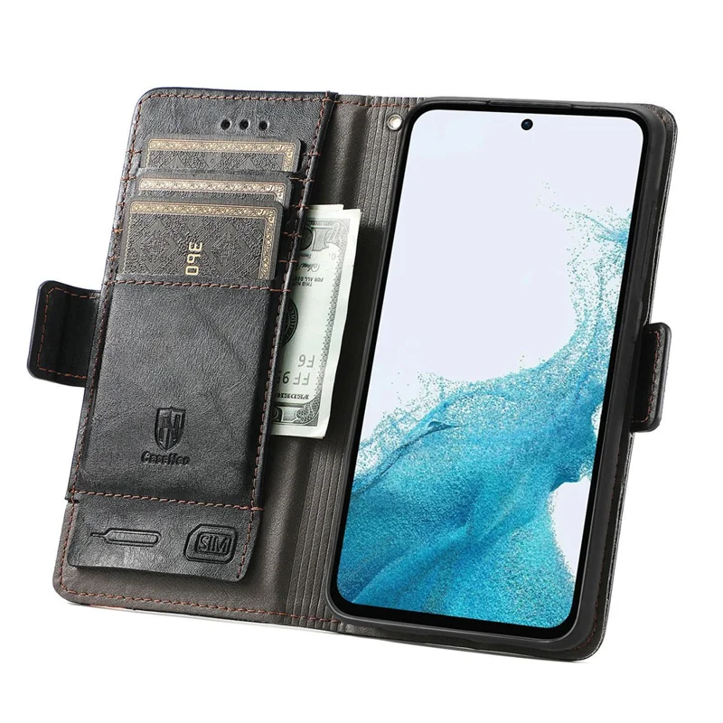 CASENEO 002 Series For Samsung Galaxy A36 5G / A56 5G Case Stand Wallet Splicing PU Leather Cover - Black