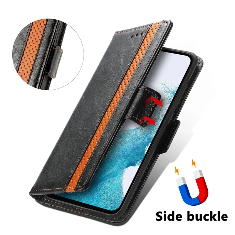 CASENEO 002 Series For Samsung Galaxy A36 5G / A56 5G Case Stand Wallet Splicing PU Leather Cover - Black