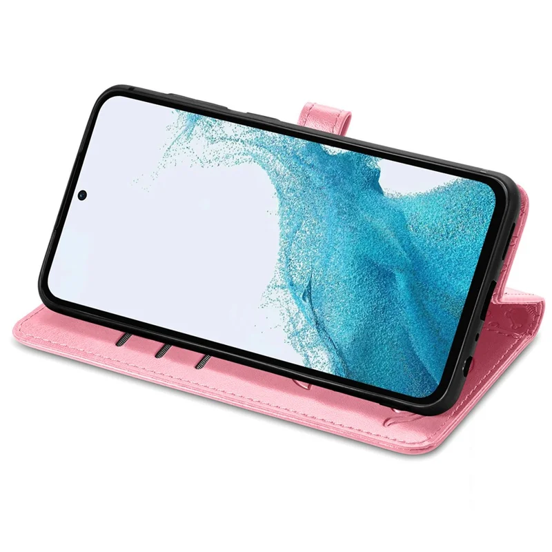 For Samsung Galaxy A56 5G Case Leather Wallet Flip Phone Cover Cute Cat Dog Pattern - Pink