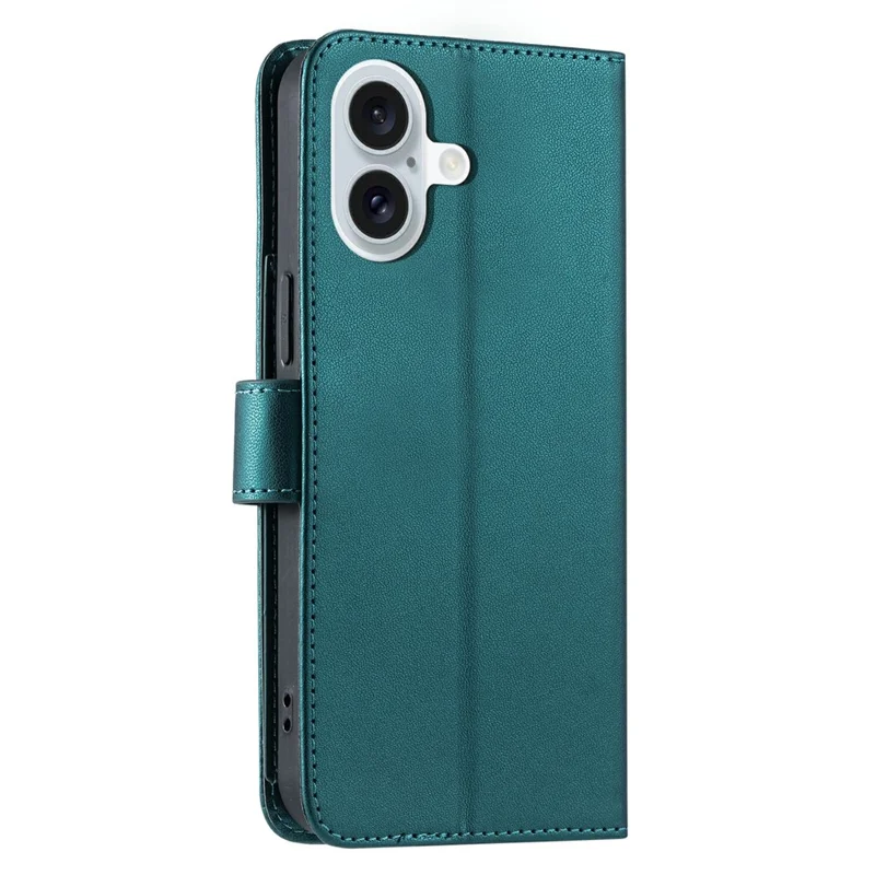 For iPhone 16 Plus Crossbody Leather Case Ring Buckle Wallet Stand Rhombus Mobile Cover - Green