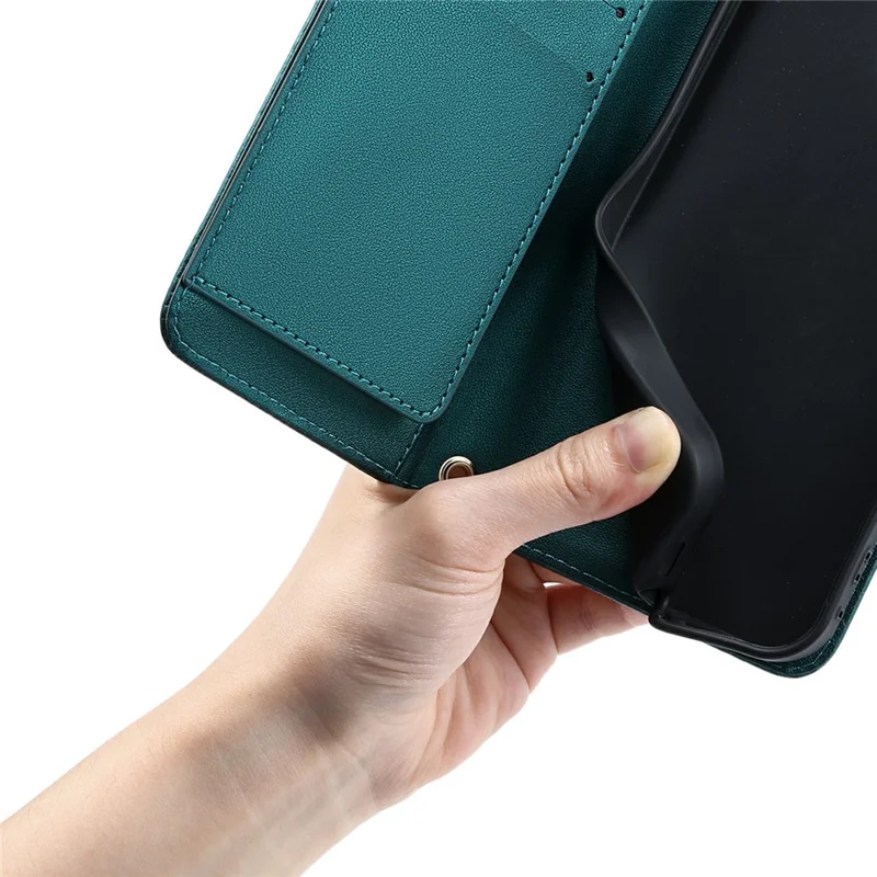 For iPhone 16 Plus Crossbody Leather Case Ring Buckle Wallet Stand Rhombus Mobile Cover - Green