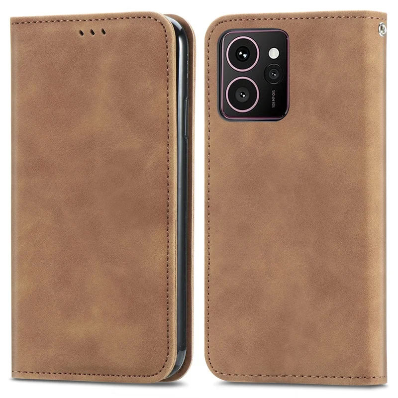 For HMD Skyline Case Skin Touch Feeling Leather Card Holder Phone Cover Magnetic Absorption - Brown