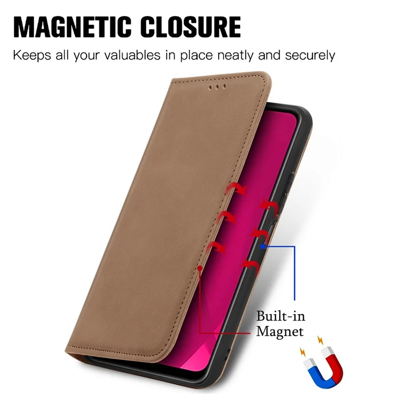 For HMD Skyline Case Skin Touch Feeling Leather Card Holder Phone Cover Magnetic Absorption - Brown