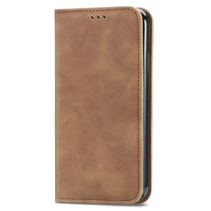 For HMD Skyline Case Skin Touch Feeling Leather Card Holder Phone Cover Magnetic Absorption - Brown