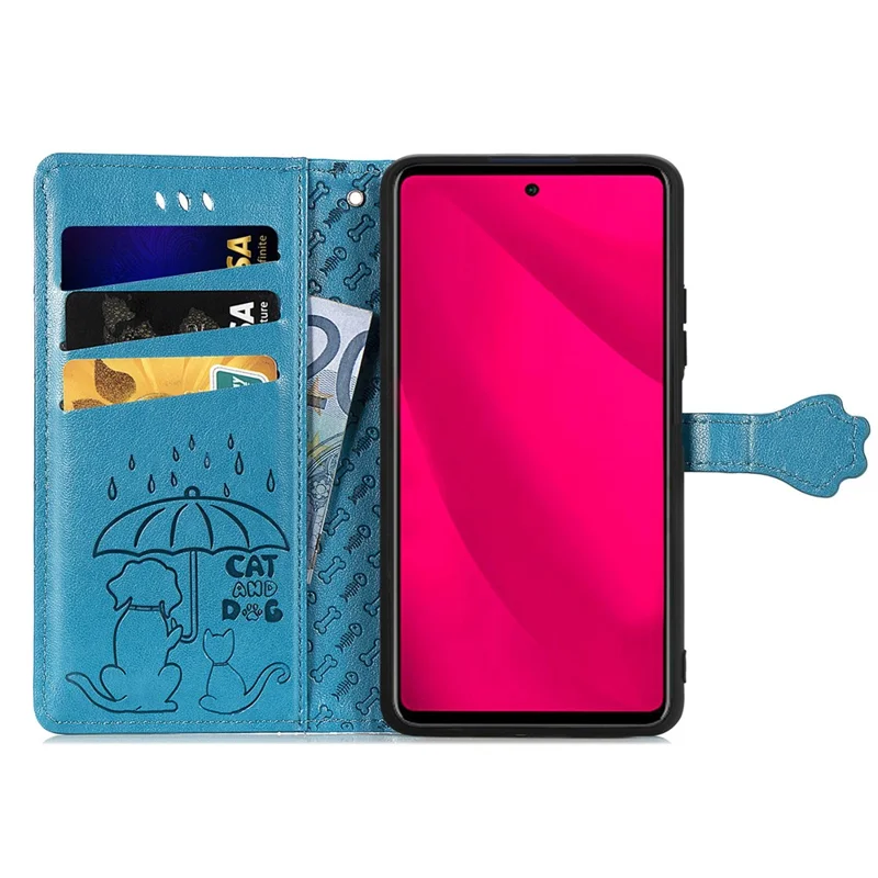 For HMD Skyline Case Leather Wallet Flip Phone Cover Cute Cat Dog Pattern - Blue