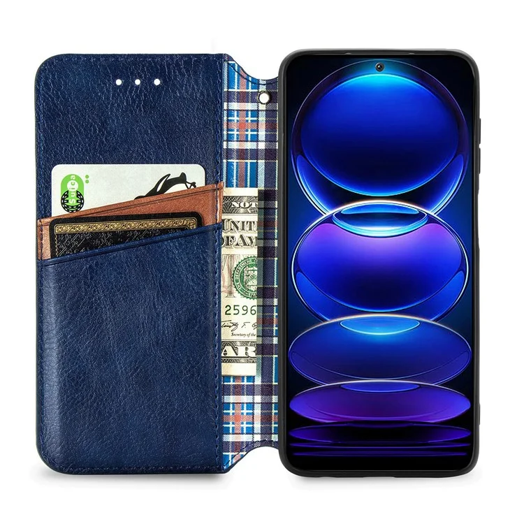 Für HMD Skyline Case Rhombus Prägung PU-Leder Brieftasche Handyhülle - Blau