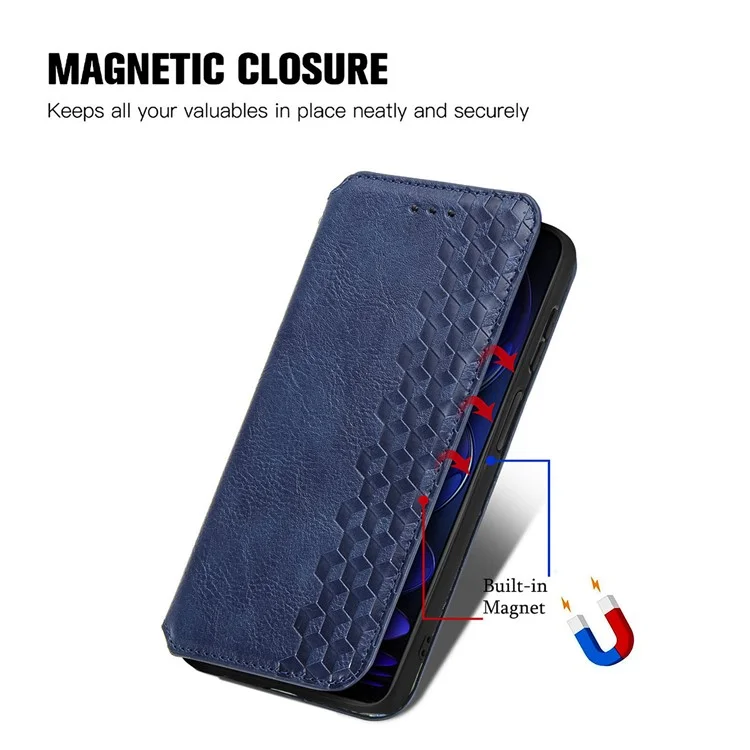 Für HMD Skyline Case Rhombus Prägung PU-Leder Brieftasche Handyhülle - Blau