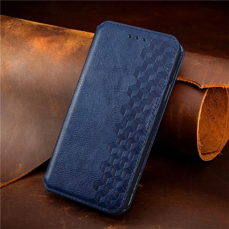 Für HMD Skyline Case Rhombus Prägung PU-Leder Brieftasche Handyhülle - Blau