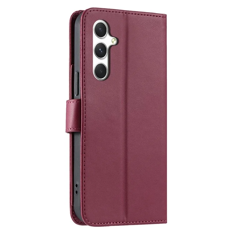 For Samsung Galaxy S24 Crossbody Leather Case Ring Buckle Wallet Stand Rhombus Mobile Cover - Red