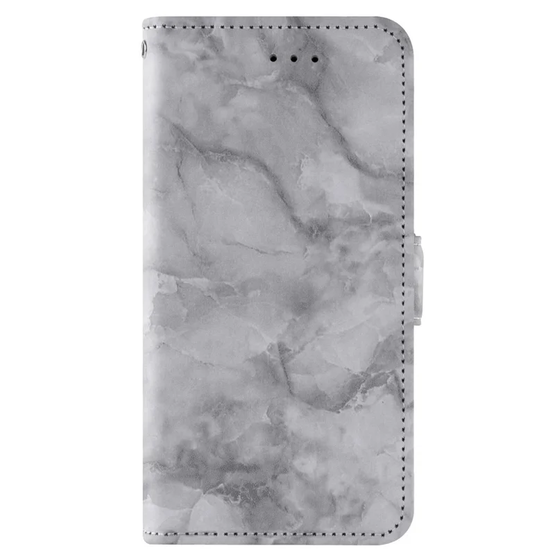 For Samsung Galaxy S22+ 5G Marble Pattern Dual Magnetic Clasp PU Leather Stand Flip Wallet Cover - Grey