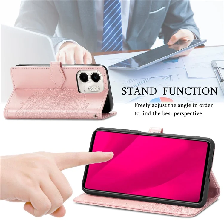 For Infinix Smart 9 4G Wallet Case Mandala Flower Leather Phone Cover Stand View - Rose Gold
