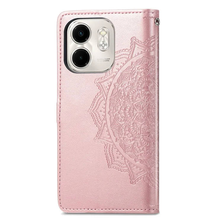 For Infinix Smart 9 4G Wallet Case Mandala Flower Leather Phone Cover Stand View - Rose Gold