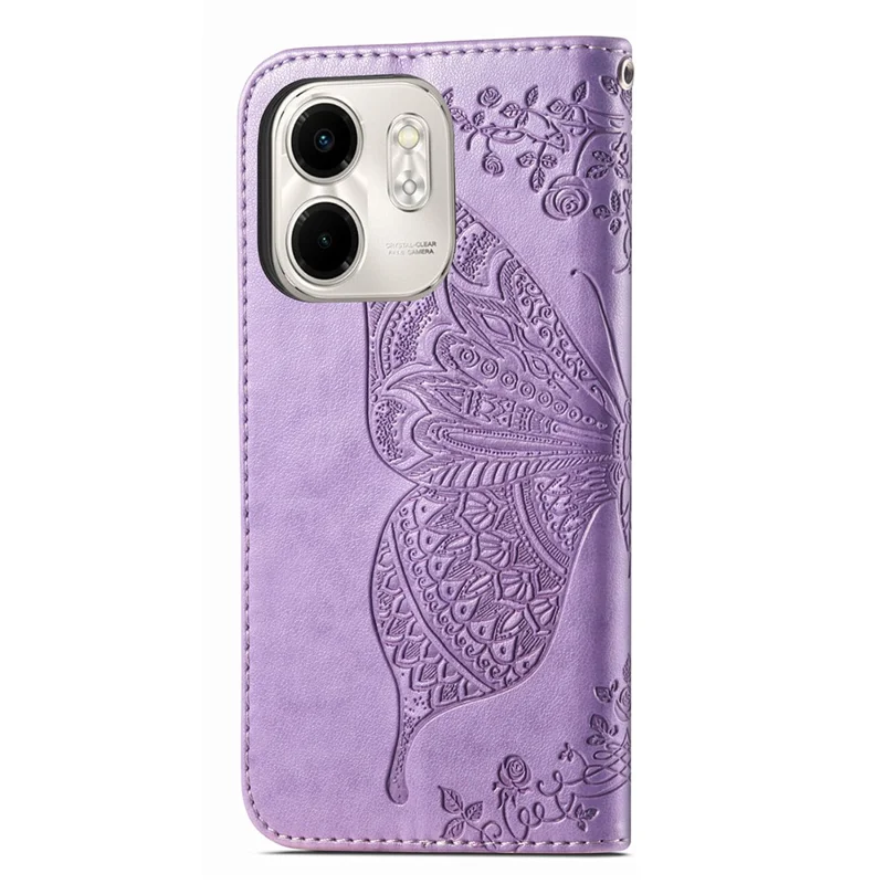 For Infinix Smart 9 4G Case PU Leather Wallet Phone Cover Butterfly Pattern - Light Purple