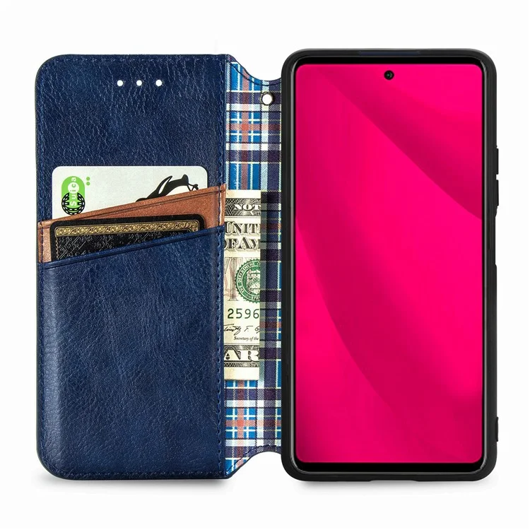 For Infinix Smart 9 4G PU Leather Case Rhombus Imprint Wallet Stand Phone Cover - Blue
