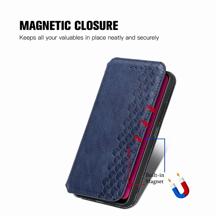 For Infinix Smart 9 4G PU Leather Case Rhombus Imprint Wallet Stand Phone Cover - Blue