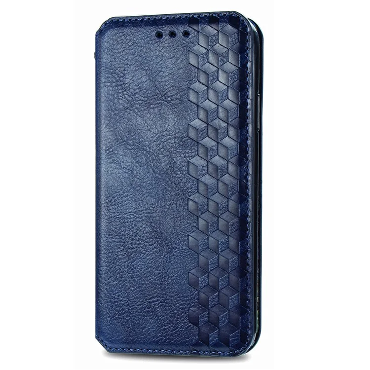 For Infinix Smart 9 4G PU Leather Case Rhombus Imprint Wallet Stand Phone Cover - Blue