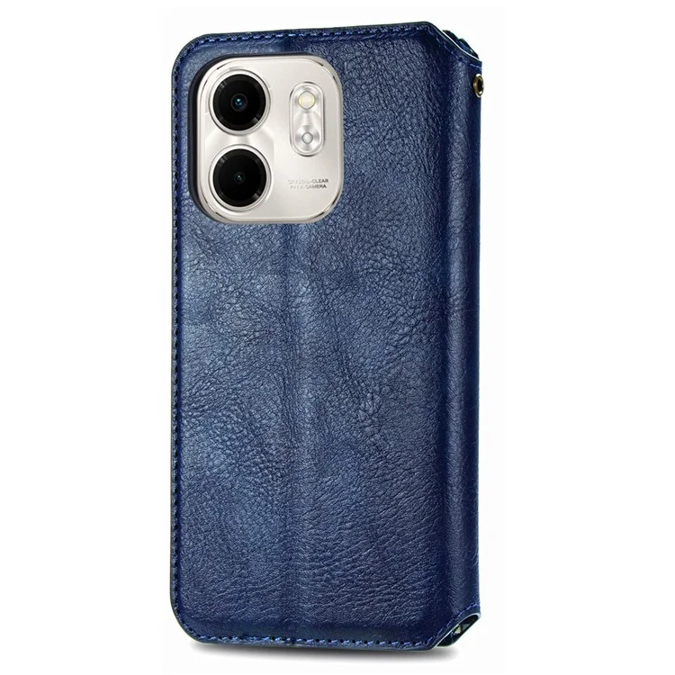For Infinix Smart 9 4G PU Leather Case Rhombus Imprint Wallet Stand Phone Cover - Blue