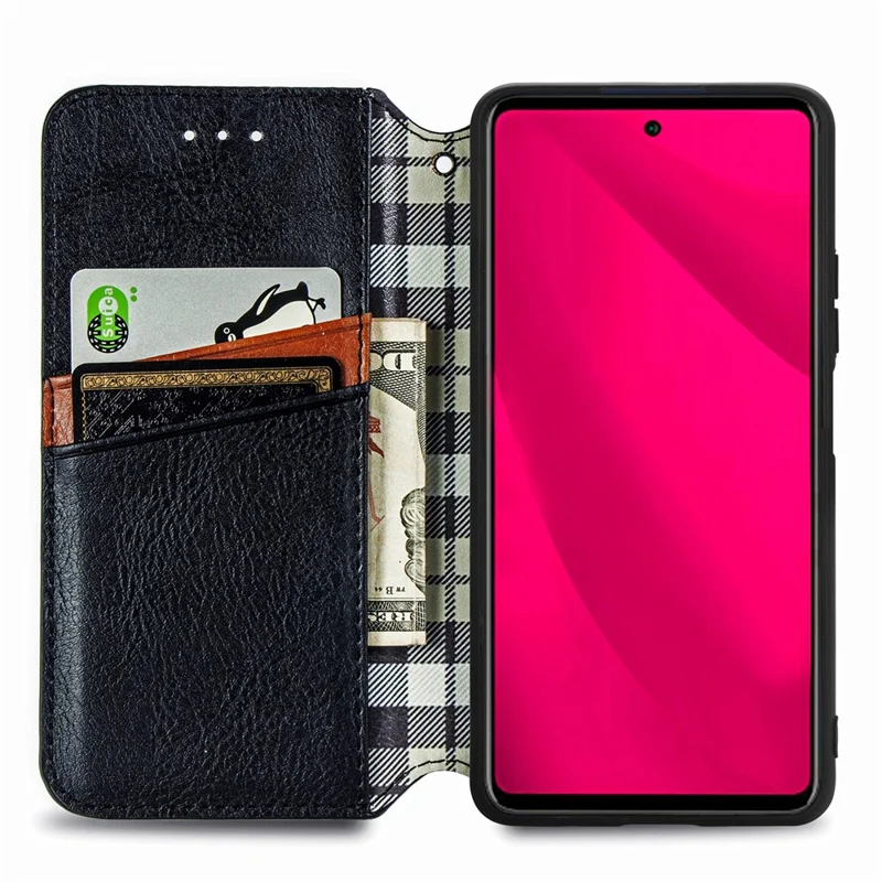 For Infinix Smart 9 4G PU Leather Case Rhombus Imprint Wallet Stand Phone Cover - Black