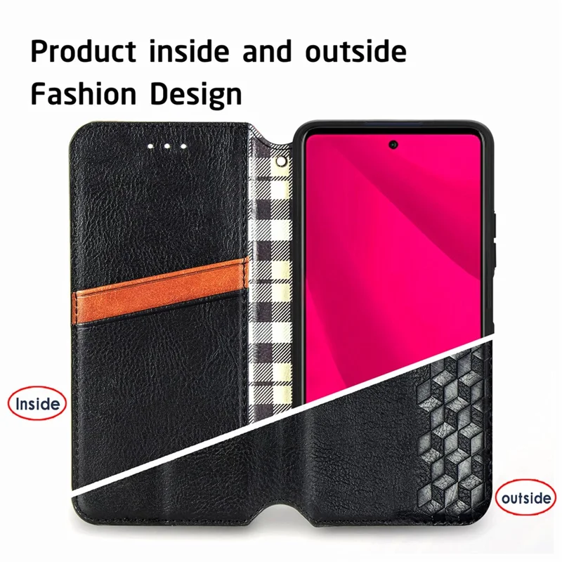 For Infinix Smart 9 4G PU Leather Case Rhombus Imprint Wallet Stand Phone Cover - Black