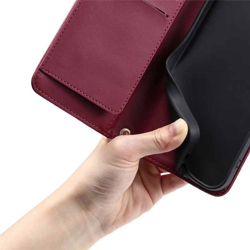 For Samsung Galaxy A25 5G (Global) (161.0 x 76.5 x 8.3mm) Crossbody Leather Case Wallet Stand Rhombus Mobile Cover - Red