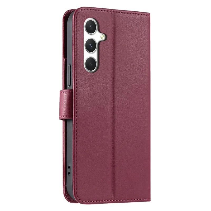 For Samsung Galaxy A35 5G Crossbody Leather Case Ring Buckle Wallet Stand Rhombus Mobile Cover - Red