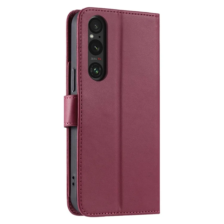 For Sony Xperia 1 VI Crossbody Leather Case Ring Buckle Wallet Stand Rhombus Mobile Cover - Red
