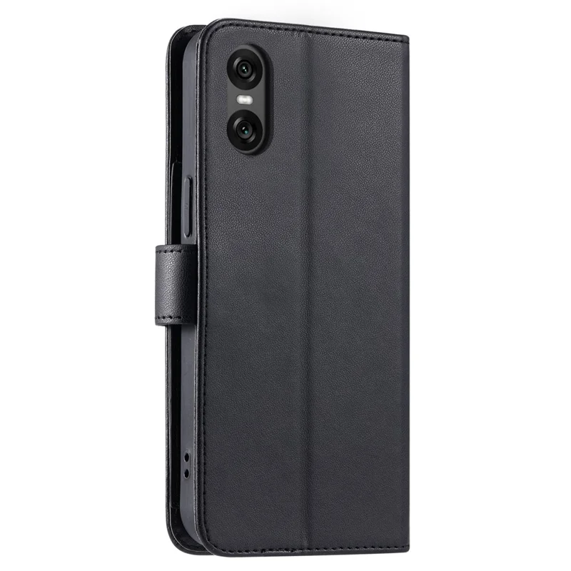 For Sony Xperia 10 VI Crossbody Leather Case Ring Buckle Wallet Stand Rhombus Mobile Cover - Black