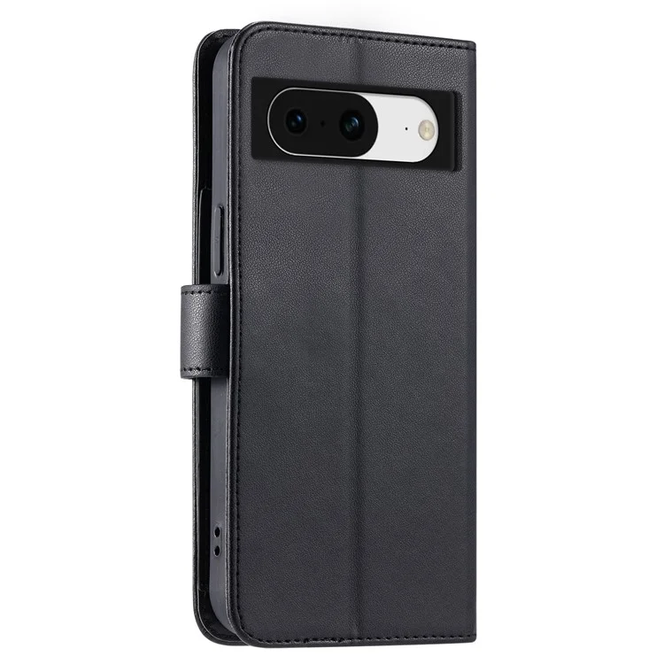 For Google Pixel 8 Crossbody Leather Case Ring Buckle Wallet Stand Rhombus Mobile Cover - Black