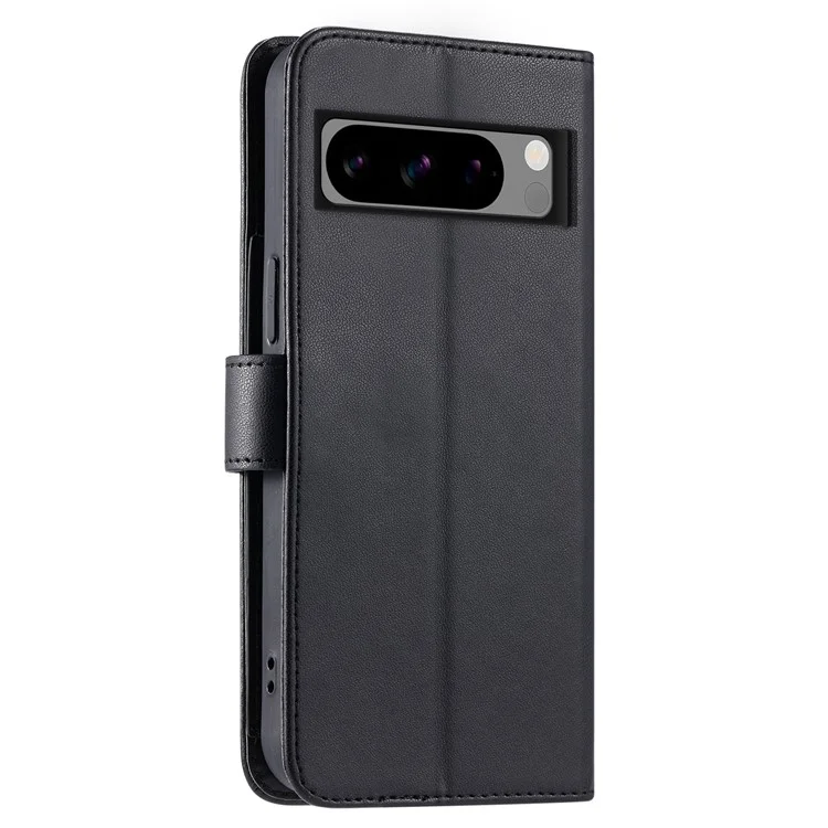For Google Pixel 8 Pro Crossbody Leather Case Ring Buckle Wallet Stand Rhombus Mobile Cover - Black