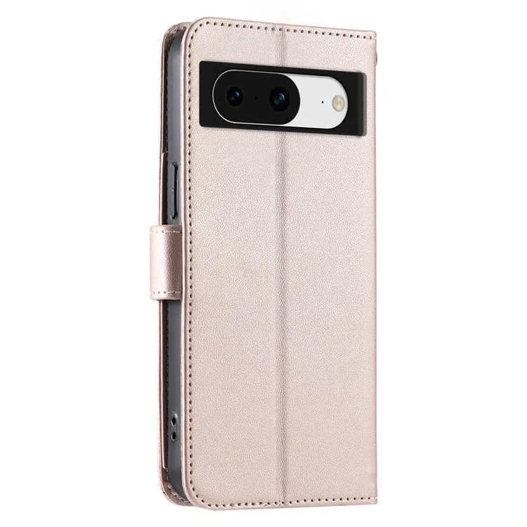 Étui en cuir à bandoulière pour Google Pixel 8a avec boucle anneau, porte-cartes et support - Or rose