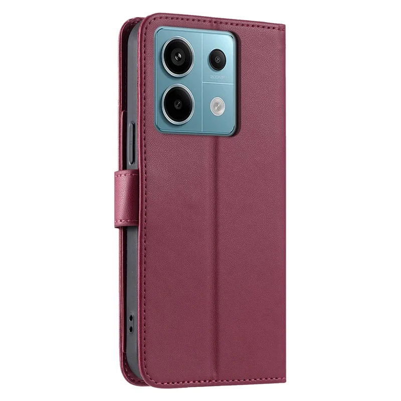 For Xiaomi Redmi Note 13 5G Crossbody Leather Case Ring Buckle Wallet Stand Rhombus Mobile Cover - Red
