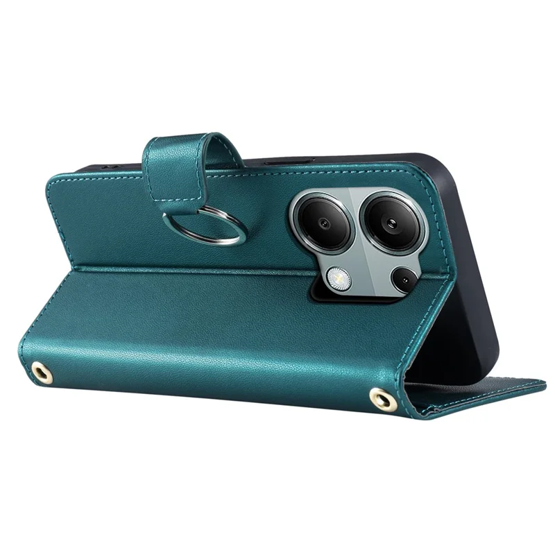 Funda de cuero con bandolera, soporte y tapa móvil con diseño de rombo para Xiaomi Poco M6 Pro 4G / Redmi Note 13 Pro 4G - Verde