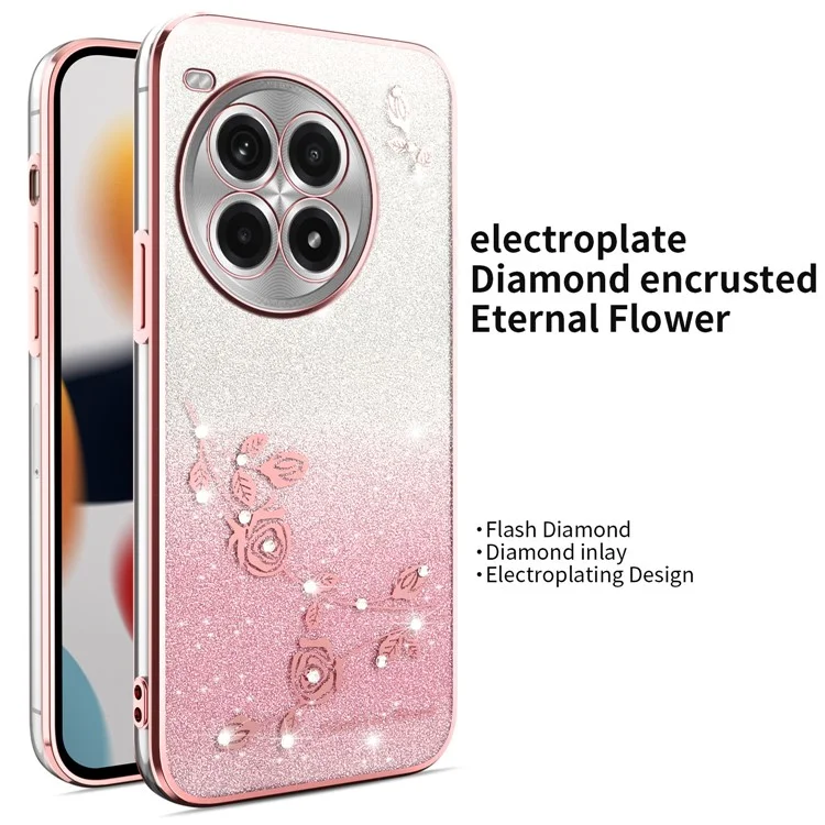 KADEM Hülle für OnePlus Ace 3 Pro 5G Libelle Ständer TPU Blumen Glitzer Handyhülle - Pink