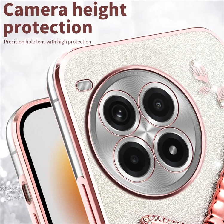 KADEM Hülle für OnePlus Ace 3 Pro 5G Libelle Ständer TPU Blumen Glitzer Handyhülle - Pink